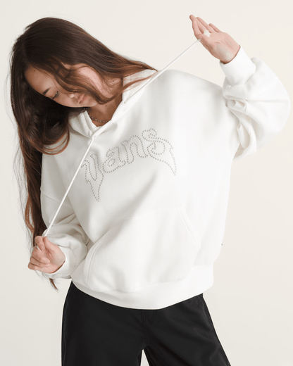 Vans Pearls Logo Retro Pullover Sweatshirt in Marshmallow White
