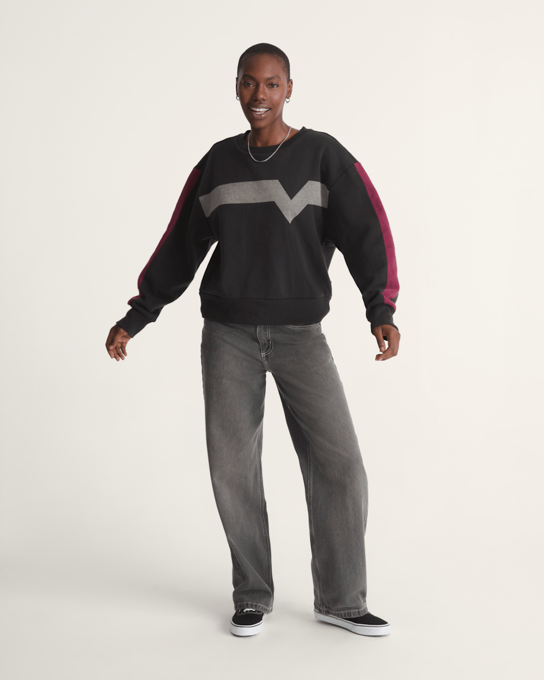 Vans Faster Crew Sweatshirt in Black / Pink