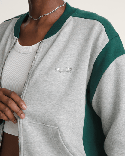 Vans Rookie Track Zip Sweatshirt in Grey / Emerald Green