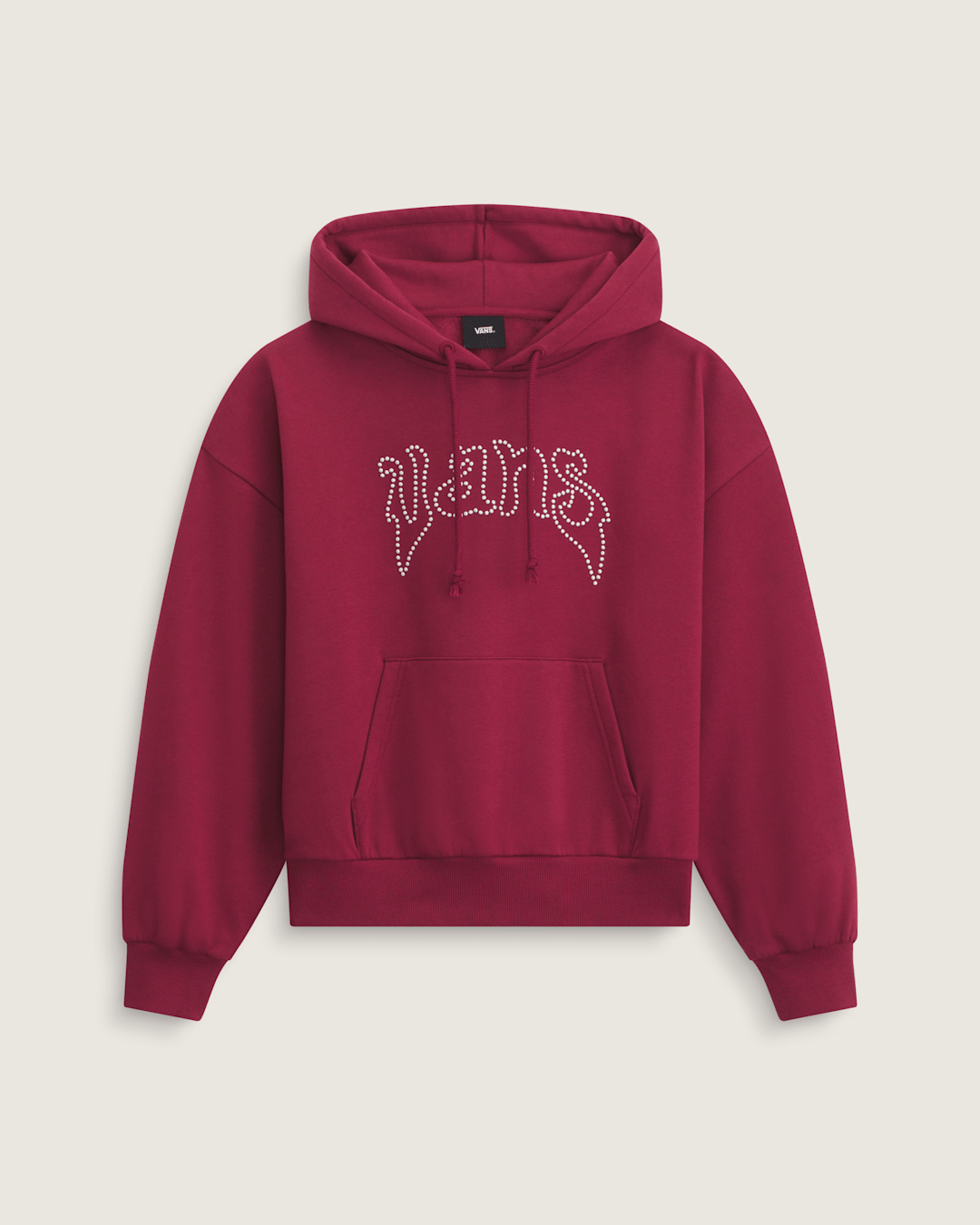 Vans Pearls Logo Retro Pullover Hoodie in Bordeaux Red