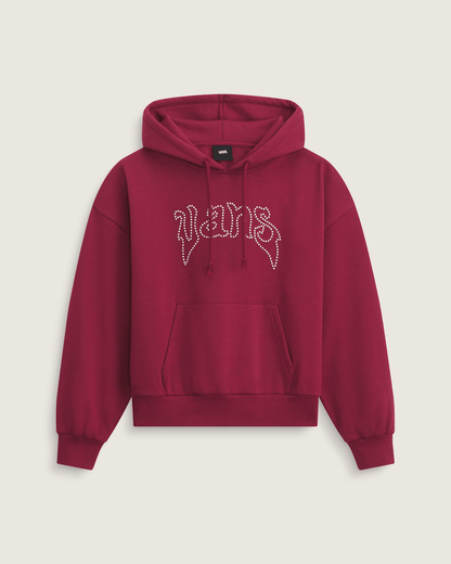 Vans Pearls Logo Retro Pullover Hoodie in Bordeaux Red