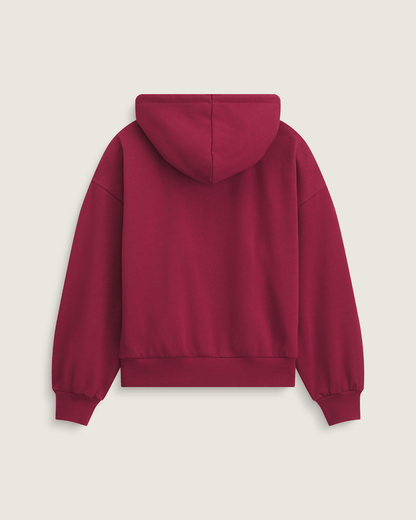 Vans Pearls Logo Retro Pullover Hoodie in Bordeaux Red