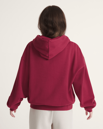 Vans Pearls Logo Retro Pullover Hoodie in Bordeaux Red