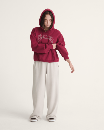 Vans Pearls Logo Retro Pullover Hoodie in Bordeaux Red