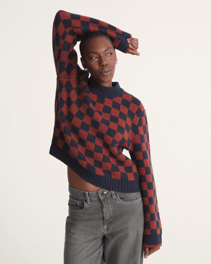 Vans Cameron Sweater in Checkerboard Blue / Red