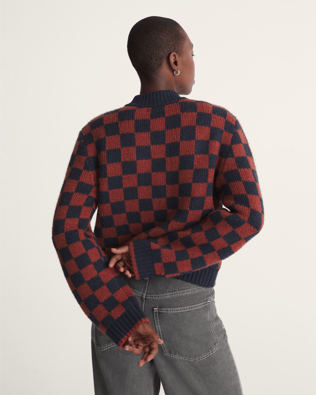 Vans Cameron Sweater in Checkerboard Blue / Red