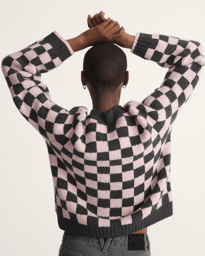 Vans Cameron Sweater in Checkerboard Grey / Pink