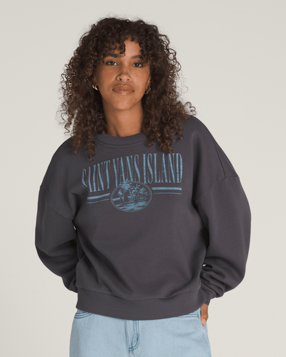 Vans Retro Isle Graphic Crew Sweatshirt in Asphalt Grey