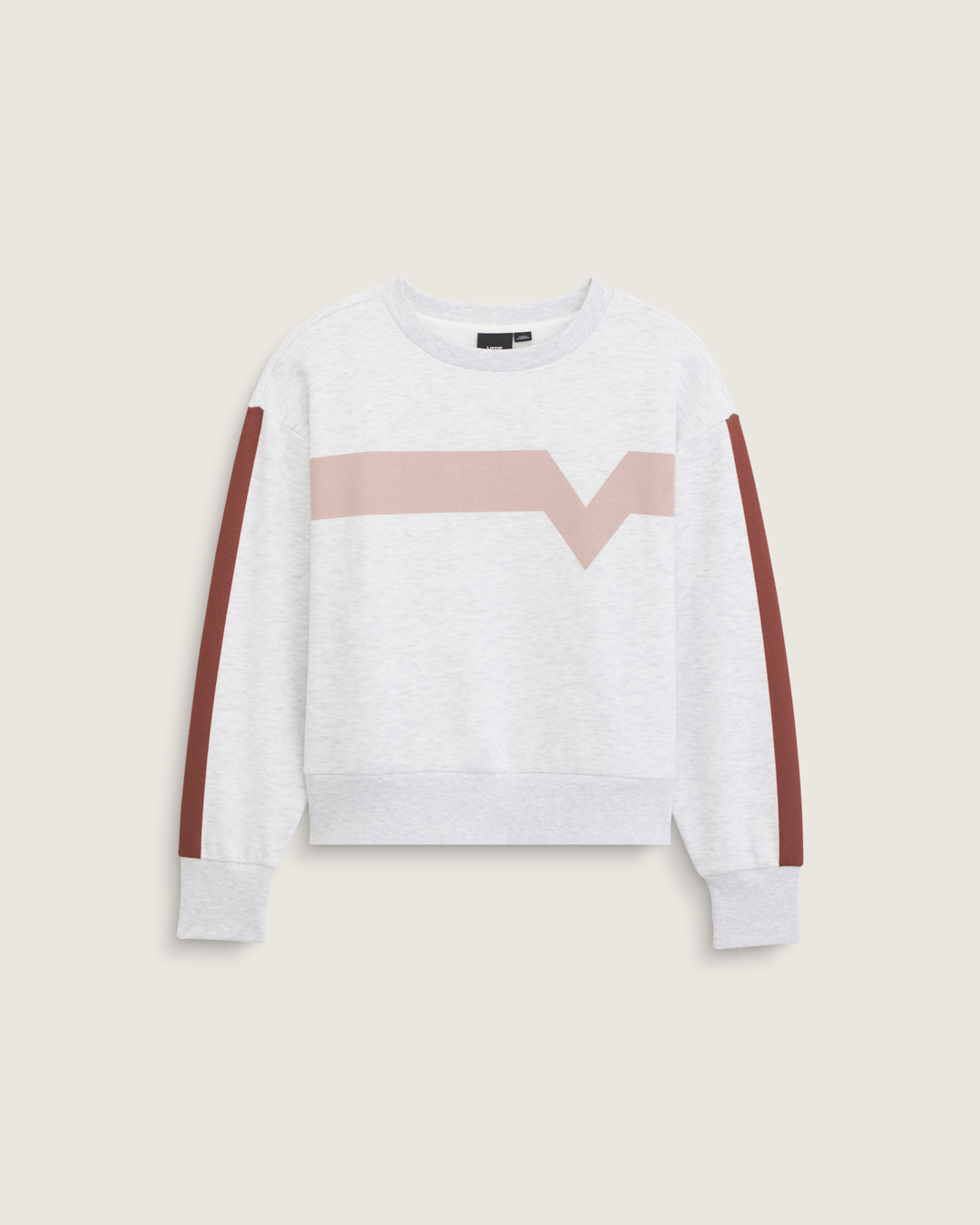 Vans Faster Crew Sweatshirt in Heather White / Port Royal Red