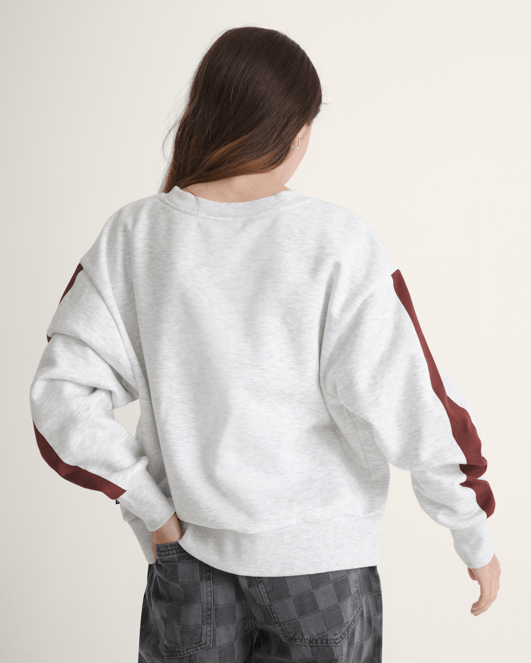 Vans Faster Crew Sweatshirt in Heather White / Port Royal Red