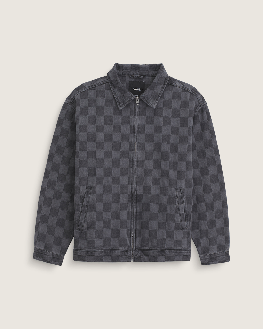 Vans Pitstop Checkered Station Denim Jacket in Checkerboard Faded Black