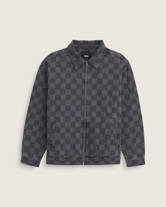 Vans Pitstop Checkered Station Denim Jacket in Checkerboard Faded Black