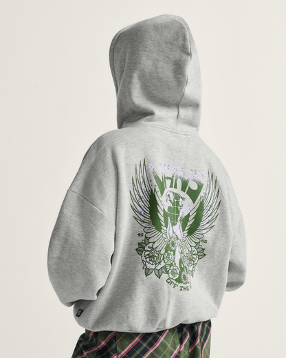 Vans World Peace Retro Pullover Hoodie in Heather Grey