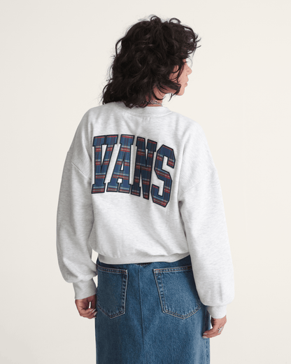 Vans Tartan Up Retro Crew Sweatshirt in Heather White