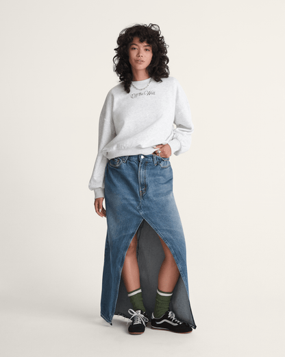 Vans Tartan Up Retro Crew Sweatshirt in Heather White