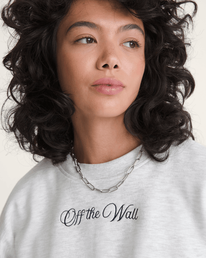Vans Tartan Up Retro Crew Sweatshirt in Heather White