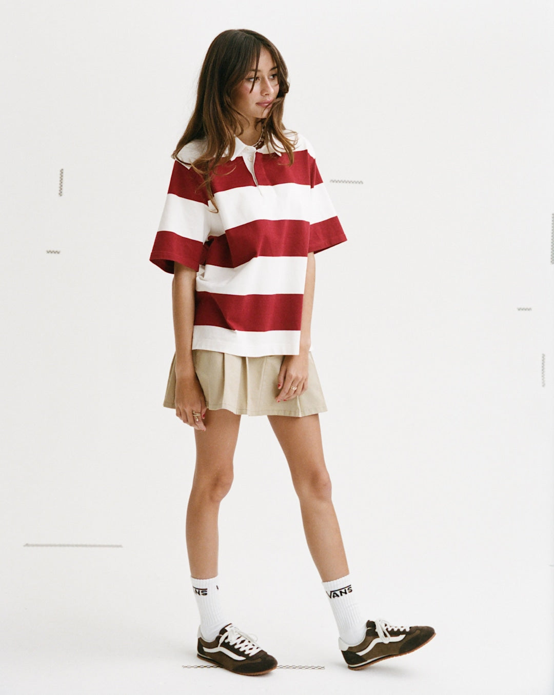 Vans Rugby Shirt in Bordeaux Red