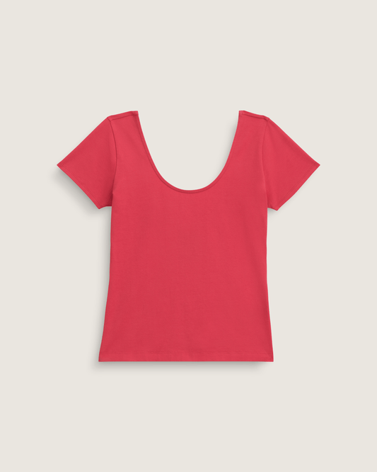 Vans Double Scoop T-Shirt in Crimson Haze Red