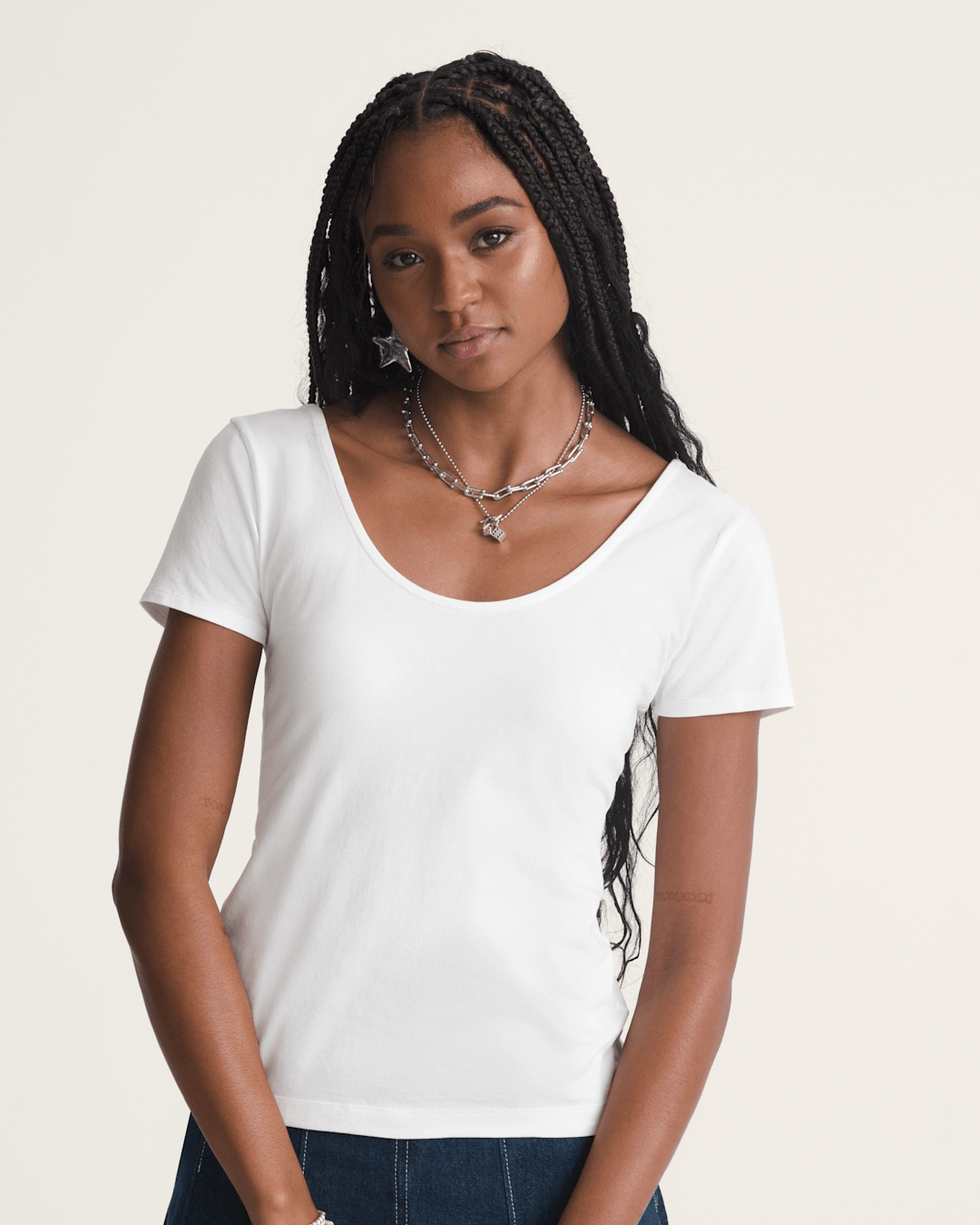 Vans Double Scoop T-Shirt in True White