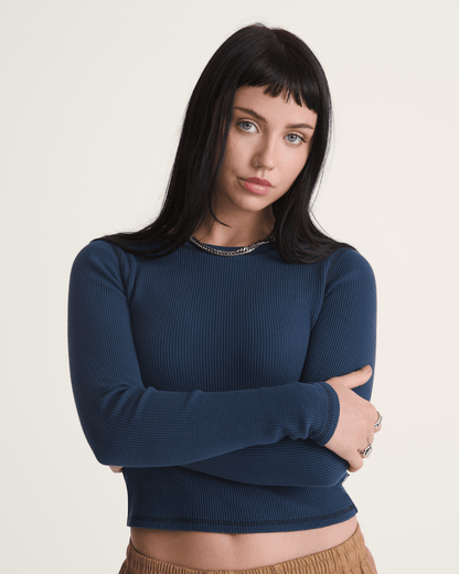 Vans Waffle Long Sleeve in DRESS BLUES
