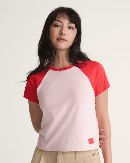 Vans Gracie Raglan T-Shirt in Coral Blush Pink