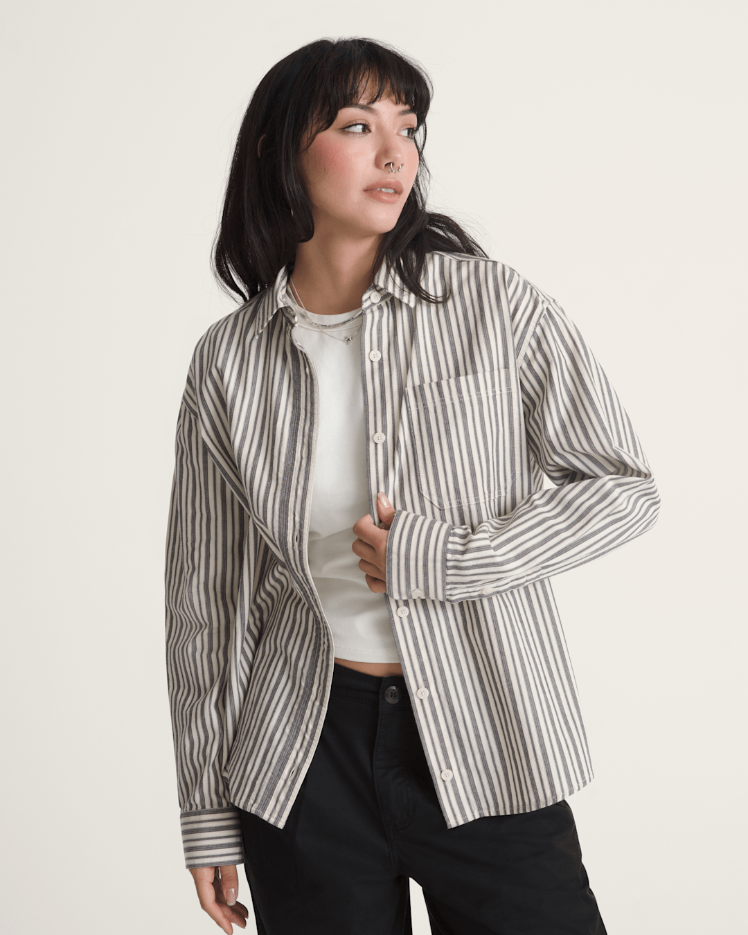 Vans Utility Stripe Shirt in Black-White