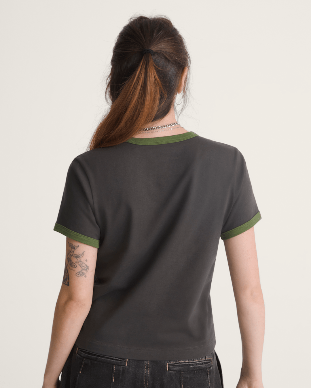 Vans Circle V Ringer Tee in Faded Black