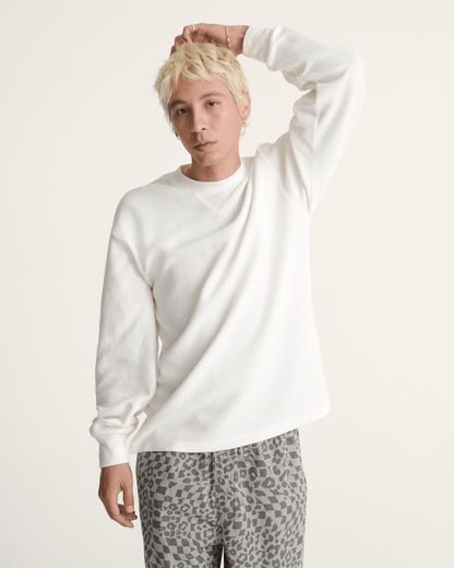 Vans Navigate Long Sleeve Thermal Shirt in Egret White