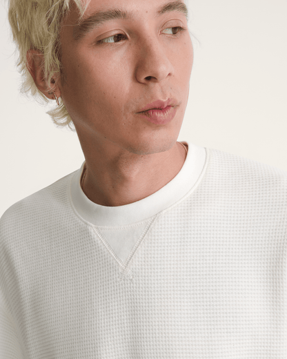 Vans Navigate Long Sleeve Thermal Shirt in Egret White