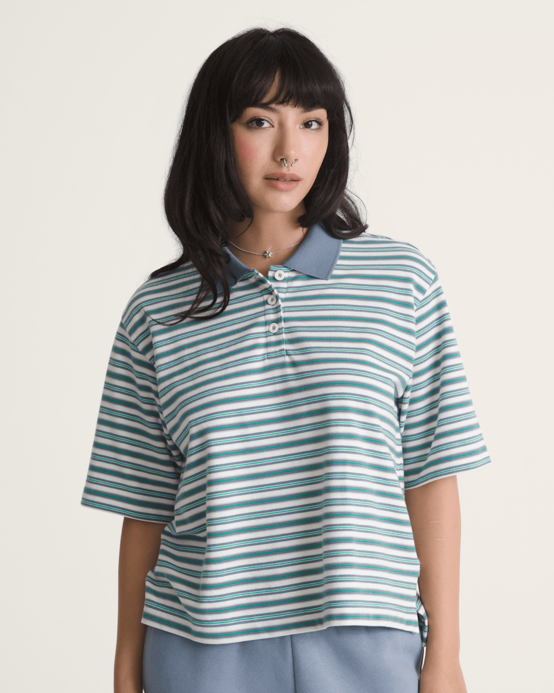 Vans Swing Knit Polo Shirt in Glacial Slate Blue