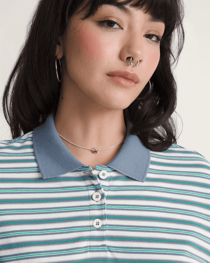 Vans Swing Knit Polo Shirt in Glacial Slate Blue