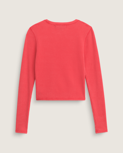 Vans Teri Waffle Long Sleeve Shirt in Crimson Haze Red