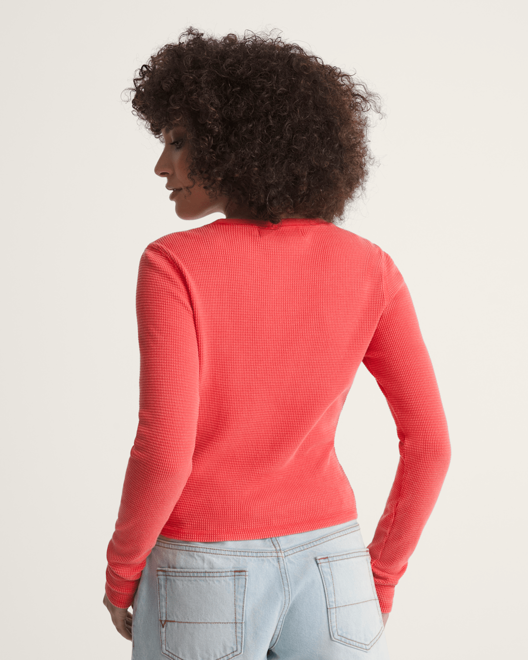 Vans Teri Waffle Long Sleeve Shirt in Crimson Haze Red