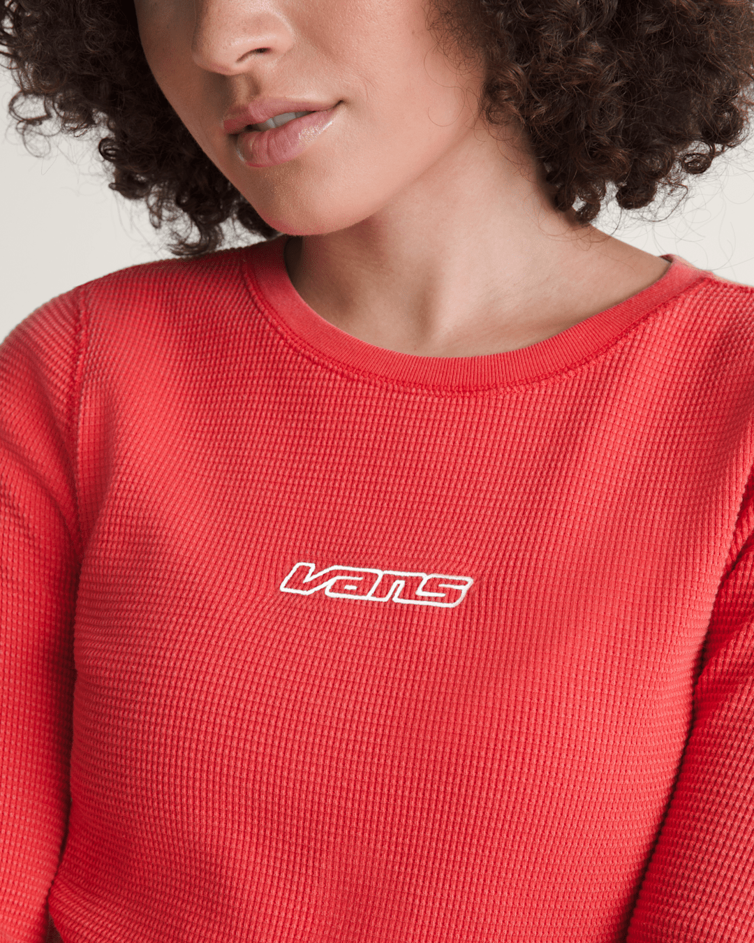 Vans Teri Waffle Long Sleeve Shirt in Crimson Haze Red