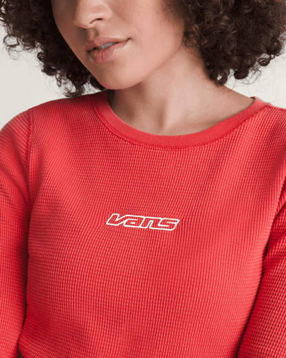 Vans Teri Waffle Long Sleeve Shirt in Crimson Haze Red