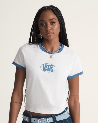 Vans Circle V Ringer Tee in Egret