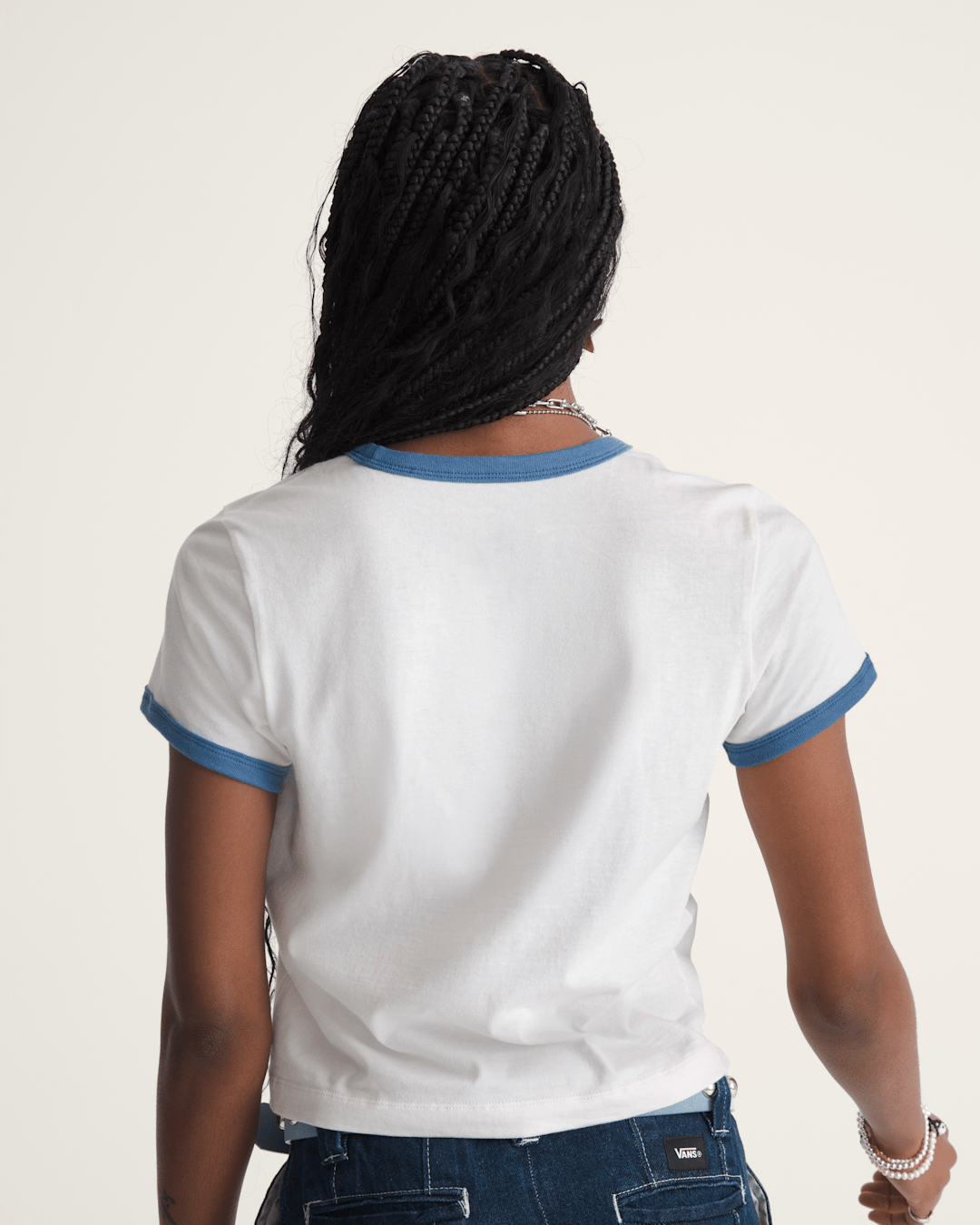 Vans Circle V Ringer Tee in Egret