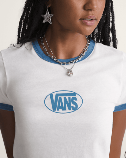 Vans Circle V Ringer Tee in Egret