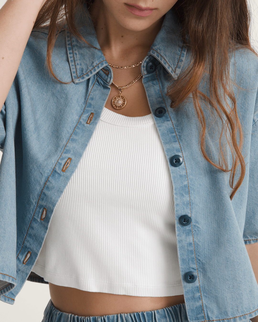 Vans Wren Denim Button Up Shirt in Stonewash Blue
