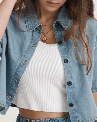 Vans Wren Denim Button Up Shirt in Stonewash Blue