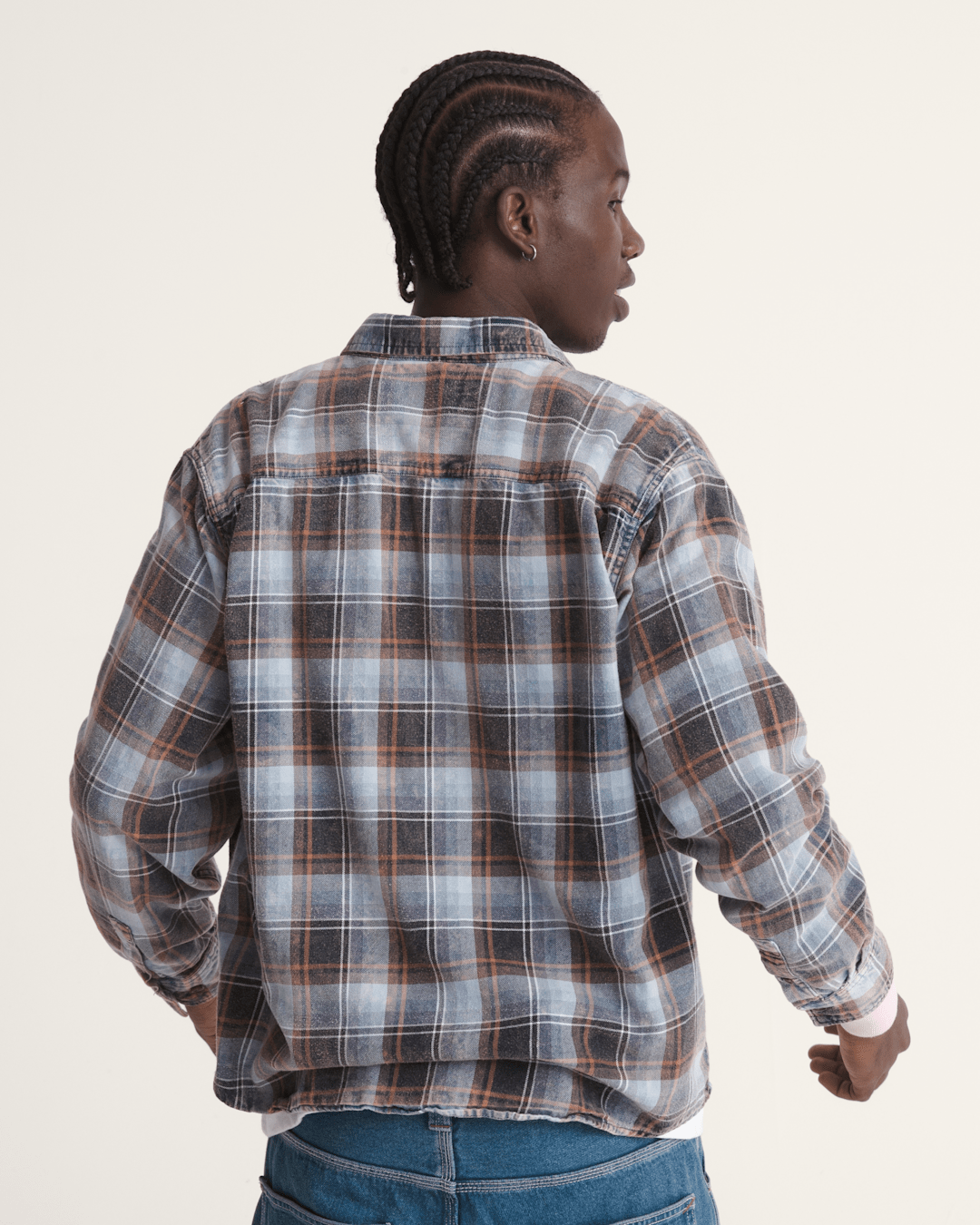 Vans Waffle Shop Reimagined 2Fer Flannel Shirt in Grey / Blue