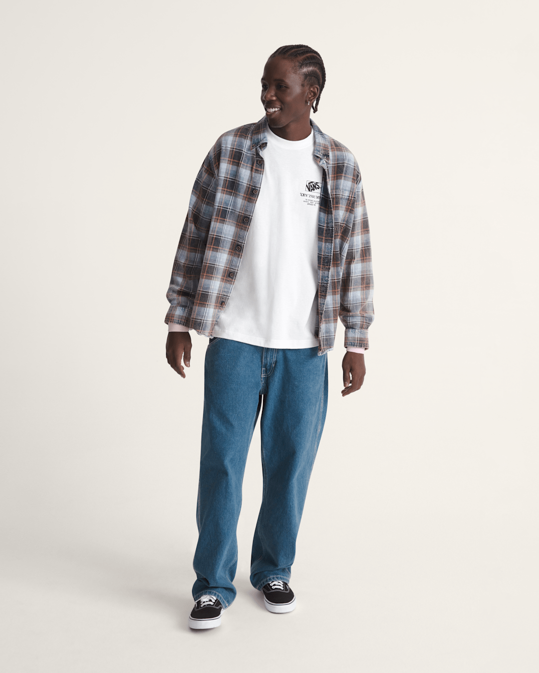Vans Waffle Shop Reimagined 2Fer Flannel Shirt in Grey / Blue