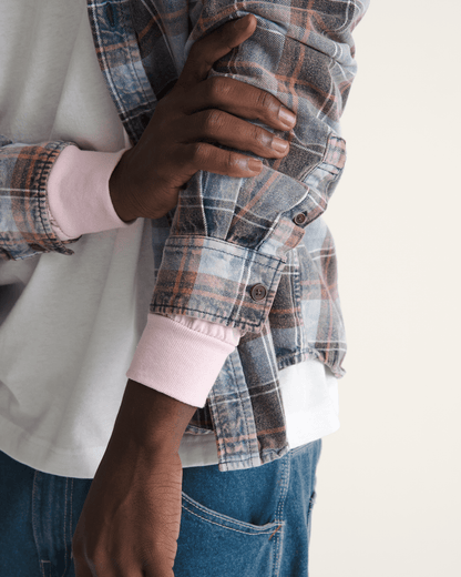 Vans Waffle Shop Reimagined 2Fer Flannel Shirt in Grey / Blue