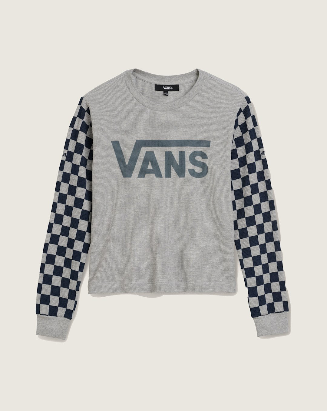 Vans Checkerboard Long Sleeve Shirt in Heather Grey / Navy Blue