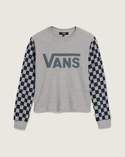 Vans Checkerboard Long Sleeve Shirt in Heather Grey / Navy Blue