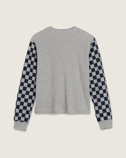 Vans Checkerboard Long Sleeve Shirt in Heather Grey / Navy Blue