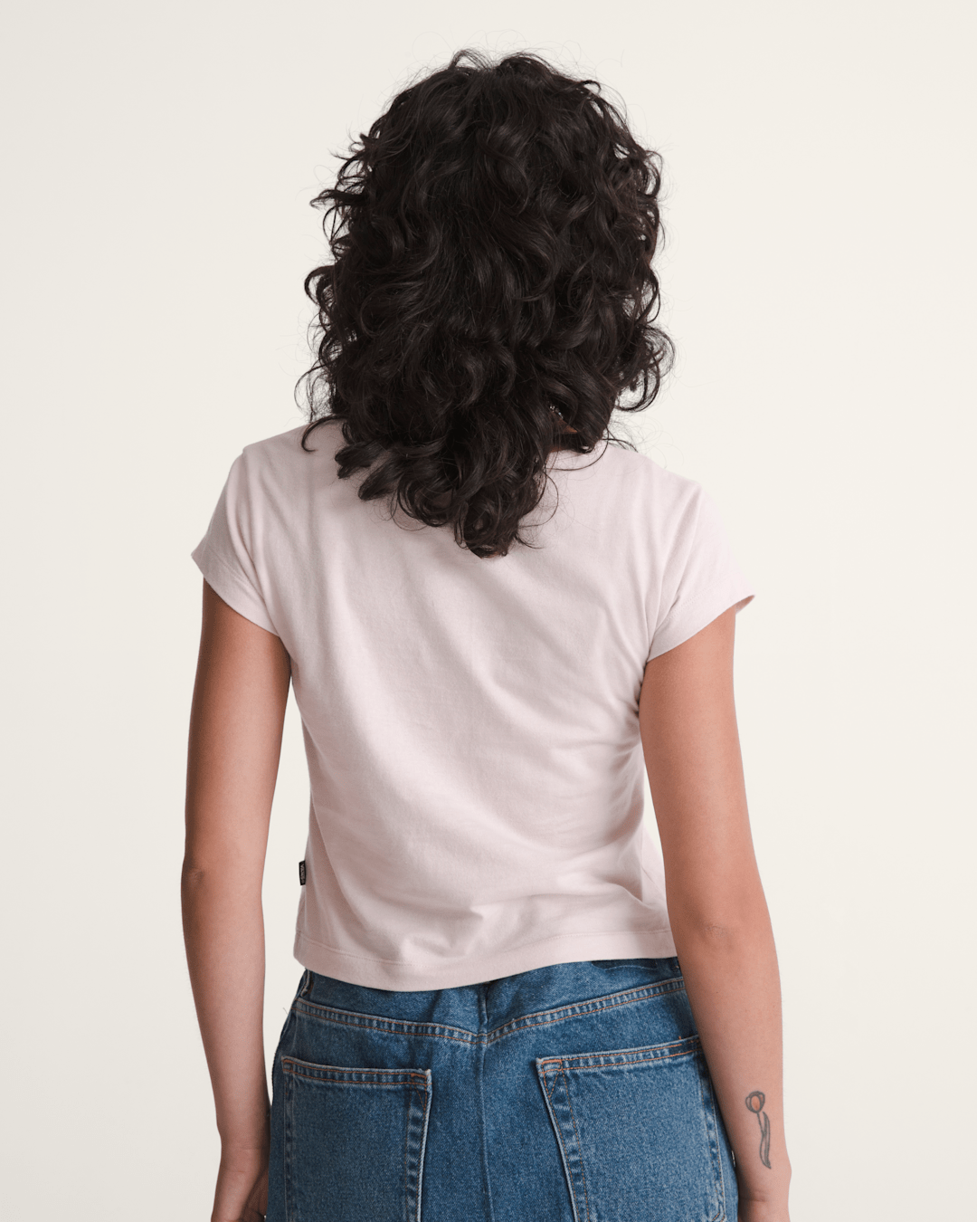 Vans Checkerboard Bow Scoop T-Shirt in Sepia Rose Pink