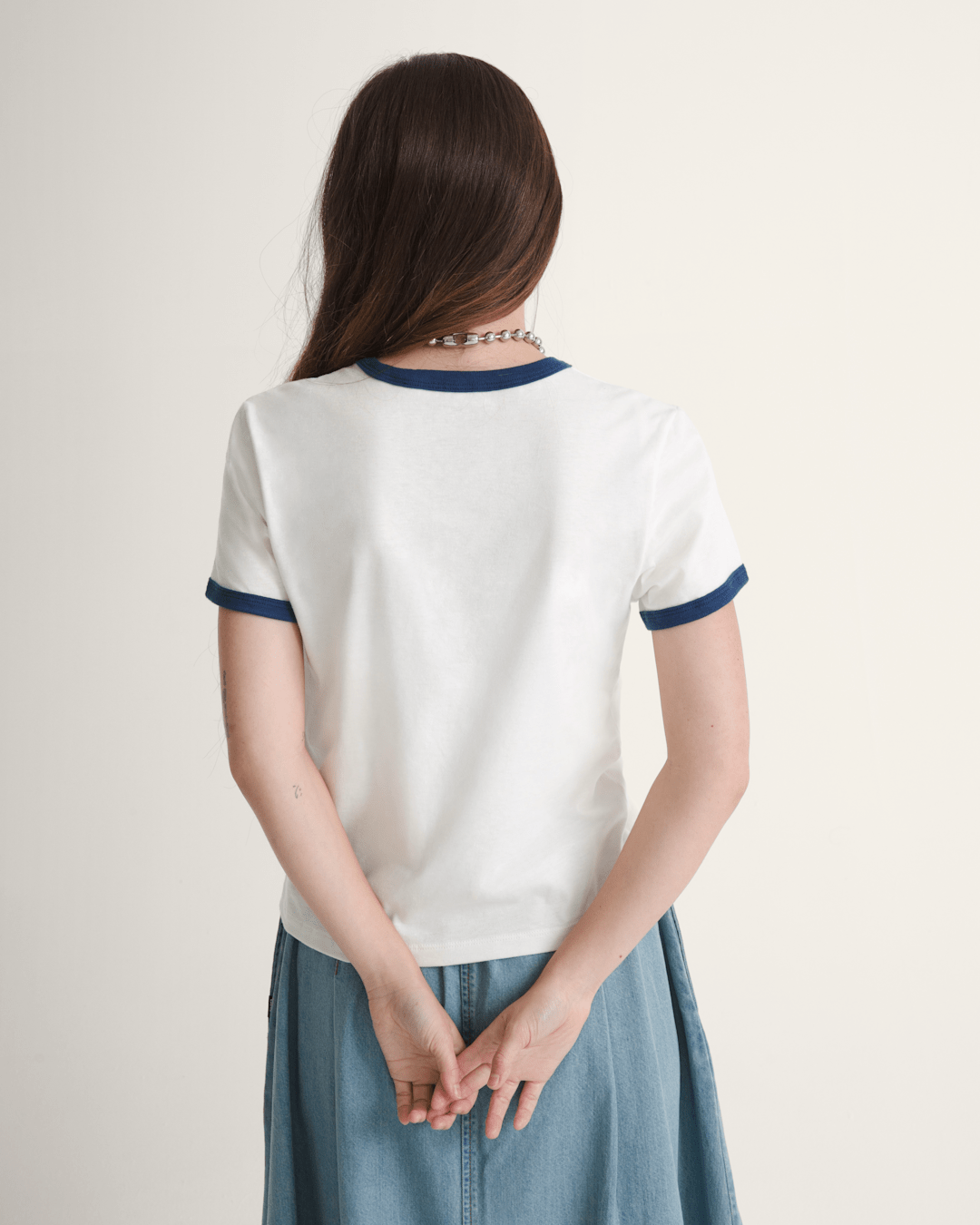 Vans Drop V Ringer T-Shirt in Marshmallow White