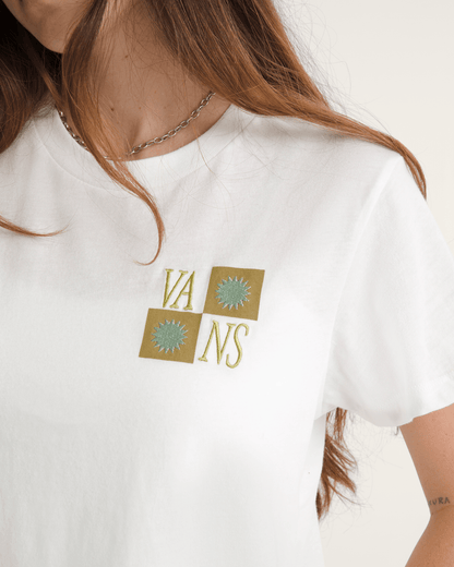 Vans Sunny Checkerboard Crop T-Shirt in Marshmallow White