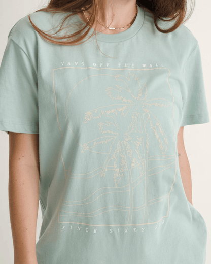 Vans Sunset Palm BFF T-Shirt in Grey Mint Green